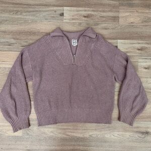 Dusty rose quarter zip Knit Sweater - Women